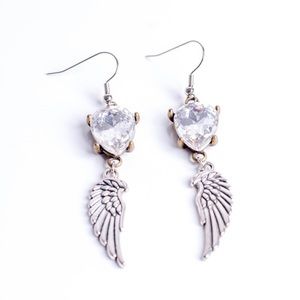 Angel wings silver earrings